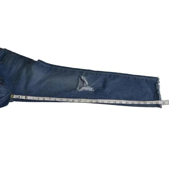 Levi's Premium Jeans 724 High Rise Slim  Straight Crop Jean Blue Raw Hem Size 25 - Picture 16 of 16